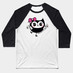 cute kawaii owl with pink ribbon and big bing bing eyes Baseball T-Shirt